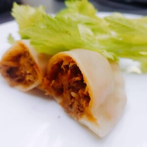 Texas BBQ brisket in a pierogi by Apolonia Catering